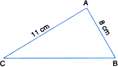 Find the area of a triangle two sides of which are 8 cm and 11 cm ...